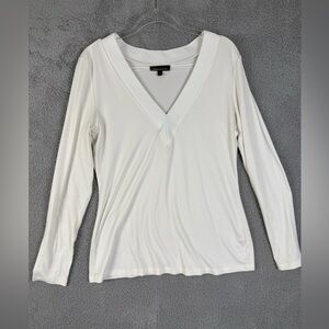 Capsule 121 women’s ribbed knit neck top white L preowned